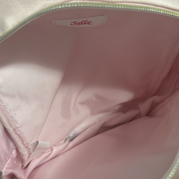 Pink backpack with coin pouch. Lined with a nice satin layer. - Picture 3 of 4